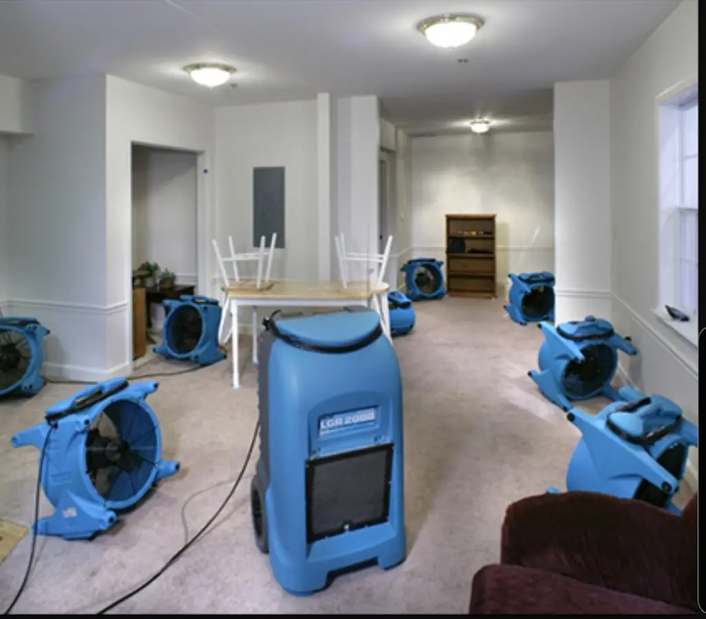 Air movers and dehumidifier setup for Water Extraction & Removal in Conshohocken