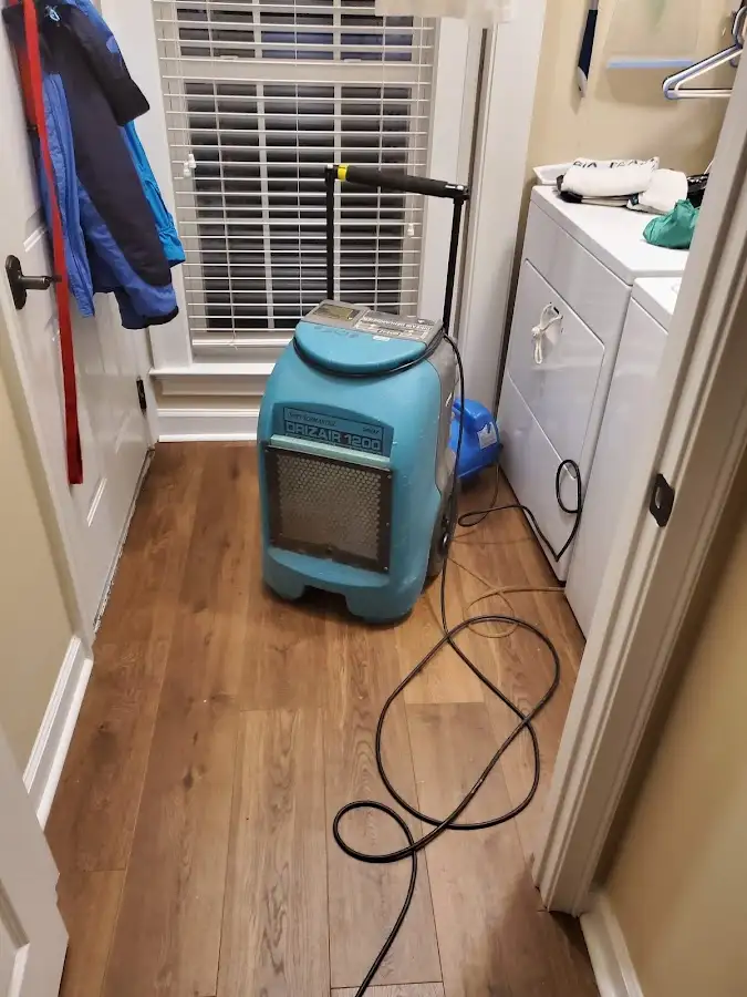 Commercial dehumidifier deployed for Flood Damage Cleanup in Conshohocken